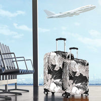 Black White Monotone Tropical Flowers Pattern Luggage Cover LT01 - Polynesian Pride