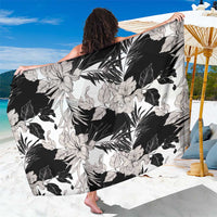 Black White Monotone Tropical Flowers Pattern Sarong LT01 One Size 44 x 66 inches Black - Polynesian Pride