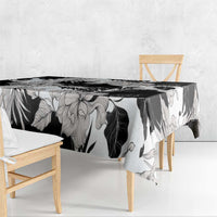 Black White Monotone Tropical Flowers Pattern Tablecloth LT01 - Polynesian Pride