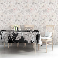 Black White Monotone Tropical Flowers Pattern Tablecloth LT01 - Polynesian Pride
