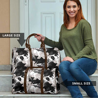 Black White Monotone Tropical Flowers Pattern Travel Bag - Polynesian Pride