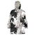 Black White Monotone Tropical Flowers Pattern Wearable Blanket Hoodie - Polynesian Pride