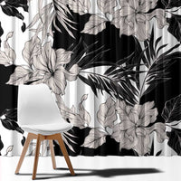 Black White Monotone Tropical Flowers Pattern Window Curtain LT01 - Polynesian Pride
