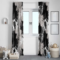 Black White Monotone Tropical Flowers Pattern Window Curtain LT01 - Polynesian Pride