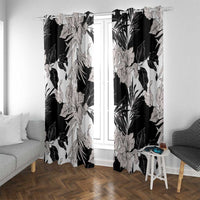 Black White Monotone Tropical Flowers Pattern Window Curtain LT01 With Grommets Black - Polynesian Pride