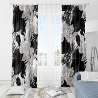 Black White Monotone Tropical Flowers Pattern Window Curtain LT01 - Polynesian Pride