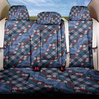 Polynesian Monstera Tiare Floral Back Car Seat Cover Royal Blue Tropical Plaid - Polynesian Pride