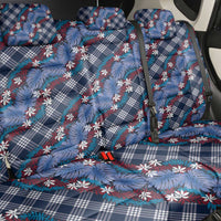 Polynesian Monstera Tiare Floral Back Car Seat Cover Royal Blue Tropical Plaid - Polynesian Pride