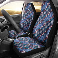 Polynesian Monstera Tiare Floral Car Seat Cover Royal Blue Tropical Plaid - Polynesian Pride