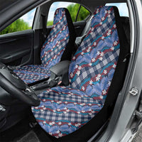 Polynesian Monstera Tiare Floral Car Seat Cover Royal Blue Tropical Plaid - Polynesian Pride
