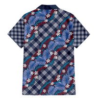Polynesian Monstera Tiare Floral Family Matching Mermaid Dress and Hawaiian Shirt Royal Blue Tropical Plaid - Polynesian Pride