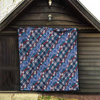 Polynesian Monstera Tiare Floral Quilt Royal Blue Tropical Plaid - Polynesian Pride