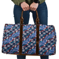Polynesian Monstera Tiare Floral Travel Bag Royal Blue Tropical Plaid - Polynesian Pride