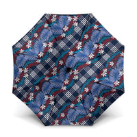 Polynesian Monstera Tiare Floral Umbrella Royal Blue Tropical Plaid - Polynesian Pride