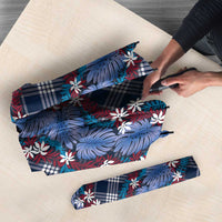 Polynesian Monstera Tiare Floral Umbrella Royal Blue Tropical Plaid - Polynesian Pride