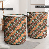 Polynesian Monstera Tiare Floral Laundry Basket Chocolate Brown Tropical Plaid - Polynesian Pride