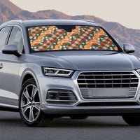 Polynesian Monstera Tiare Floral Auto Sun Shade Chocolate Brown Tropical Plaid - Polynesian Pride