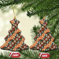 Polynesian Monstera Tiare Floral Ceramic Ornament Chocolate Brown Tropical Plaid - Polynesian Pride