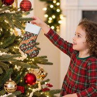 Polynesian Monstera Tiare Floral Christmas Stocking Chocolate Brown Tropical Plaid - Polynesian Pride