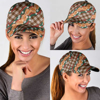 Polynesian Monstera Tiare Floral Classic Cap Chocolate Brown Tropical Plaid - Polynesian Pride