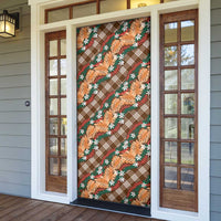 Polynesian Monstera Tiare Floral Door Cover Chocolate Brown Tropical Plaid - Polynesian Pride