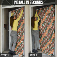 Polynesian Monstera Tiare Floral Door Cover Chocolate Brown Tropical Plaid - Polynesian Pride