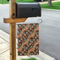 Polynesian Monstera Tiare Floral Garden Flag Chocolate Brown Tropical Plaid - Polynesian Pride