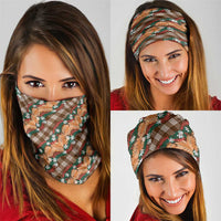 Polynesian Monstera Tiare Floral Neck Gaiter Chocolate Brown Tropical Plaid - Polynesian Pride