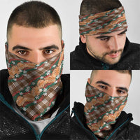 Polynesian Monstera Tiare Floral Neck Gaiter Chocolate Brown Tropical Plaid - Polynesian Pride