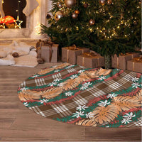 Polynesian Monstera Tiare Floral Tree Skirt Chocolate Brown Tropical Plaid - Polynesian Pride