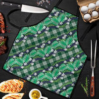 Polynesian Monstera Tiare Floral Apron Forest Green Tropical Plaid - Polynesian Pride