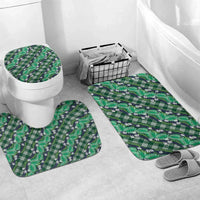 Polynesian Monstera Tiare Floral Bathroom Set Forest Green Tropical Plaid - Polynesian Pride
