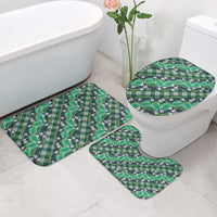 Polynesian Monstera Tiare Floral Bathroom Set Forest Green Tropical Plaid - Polynesian Pride