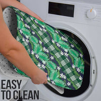 Polynesian Monstera Tiare Floral Bathroom Set Forest Green Tropical Plaid - Polynesian Pride