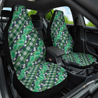 Polynesian Monstera Tiare Floral Car Seat Cover Forest Green Tropical Plaid - Polynesian Pride