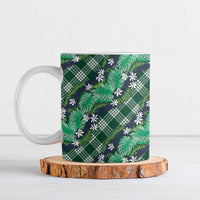 Polynesian Monstera Tiare Floral Ceramic Mug Forest Green Tropical Plaid - Polynesian Pride