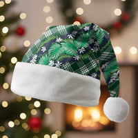 Polynesian Monstera Tiare Floral Christmas Santa Hat Forest Green Tropical Plaid - Polynesian Pride
