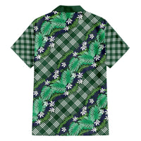 Polynesian Monstera Tiare Floral Family Matching Tank Maxi Dress and Hawaiian Shirt Forest Green Tropical Plaid - Polynesian Pride