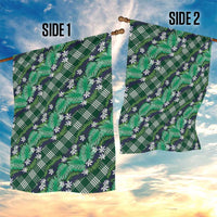Polynesian Monstera Tiare Floral Garden Flag Forest Green Tropical Plaid - Polynesian Pride