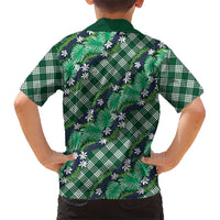 Polynesian Monstera Tiare Floral Hawaiian Shirt Forest Green Tropical Plaid - Polynesian Pride