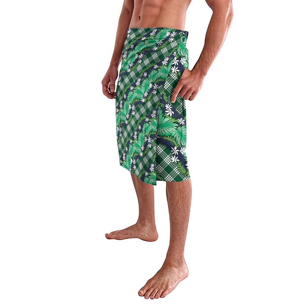 Polynesian Monstera Tiare Floral Lavalava Forest Green Tropical Plaid - Polynesian Pride