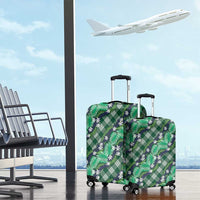 Polynesian Monstera Tiare Floral Luggage Cover Forest Green Tropical Plaid - Polynesian Pride