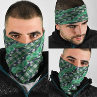 Polynesian Monstera Tiare Floral Neck Gaiter Forest Green Tropical Plaid - Polynesian Pride