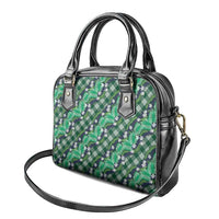 Polynesian Monstera Tiare Floral Shoulder Handbag Forest Green Tropical Plaid - Polynesian Pride