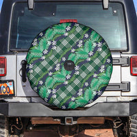 Polynesian Monstera Tiare Floral Spare Tire Cover Forest Green Tropical Plaid - Polynesian Pride
