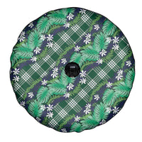Polynesian Monstera Tiare Floral Spare Tire Cover Forest Green Tropical Plaid - Polynesian Pride