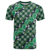 Polynesian Monstera Tiare Floral T Shirt Forest Green Tropical Plaid - Polynesian Pride
