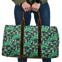 Polynesian Monstera Tiare Floral Travel Bag Forest Green Tropical Plaid - Polynesian Pride