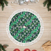 Polynesian Monstera Tiare Floral Tree Skirt Forest Green Tropical Plaid - Polynesian Pride