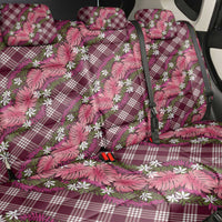 Polynesian Monstera Tiare Floral Back Car Seat Cover Fuchsia Tropical Plaid - Polynesian Pride